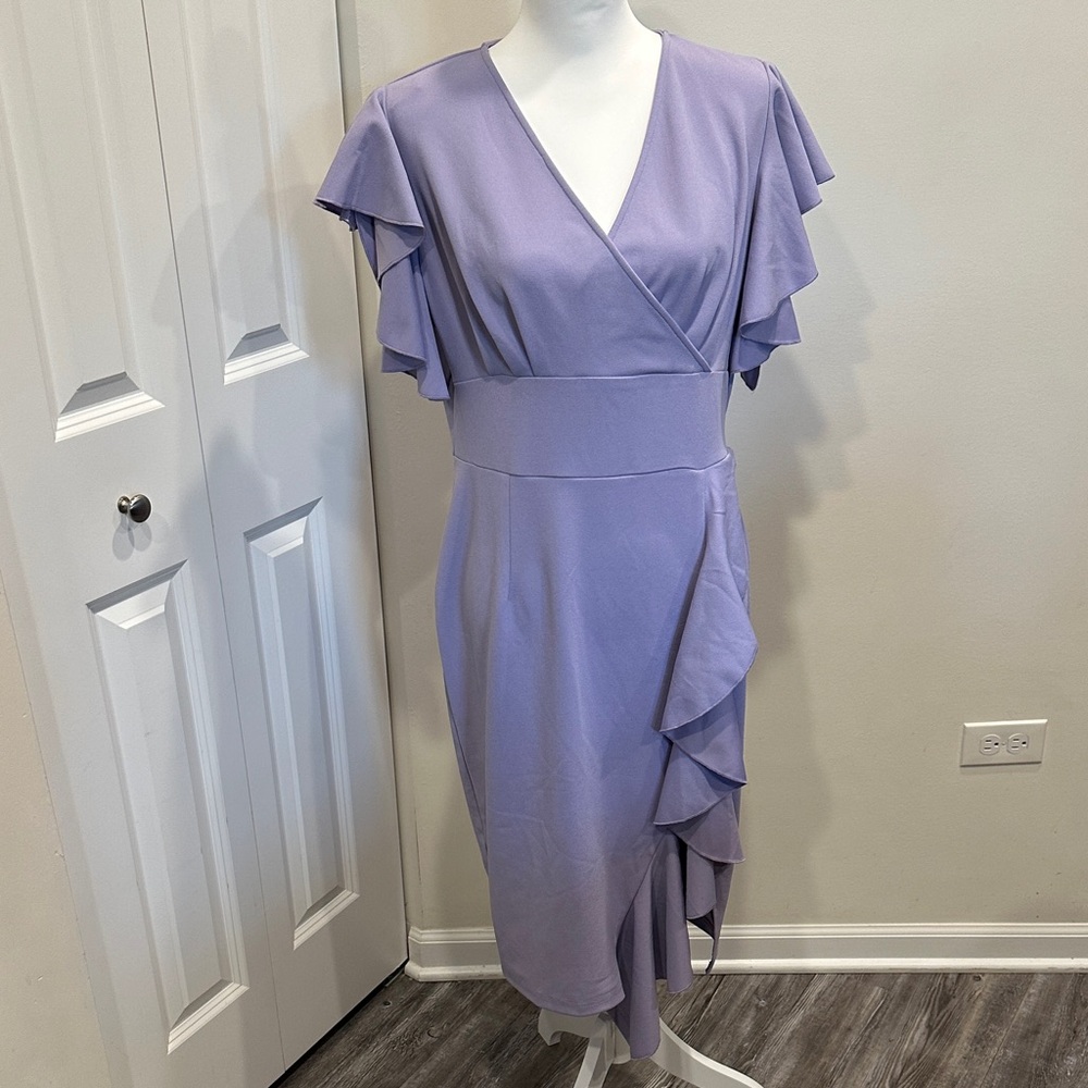Chic Lavender Ruffle Midi Dress